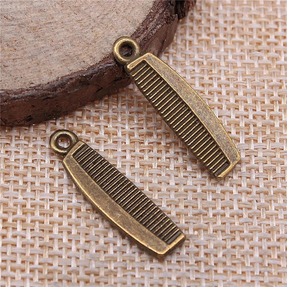 16x7mm 1.3g Multicolor Zinc Alloy Comb Charm Pendant for DIY Hair Salon Theme Jewelry Making
