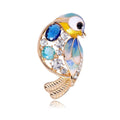 Elegant Blue Enamel Bird Brooch With Rhinestone Crystals, Luxury Alloy Lapel Pin Corsage Gift