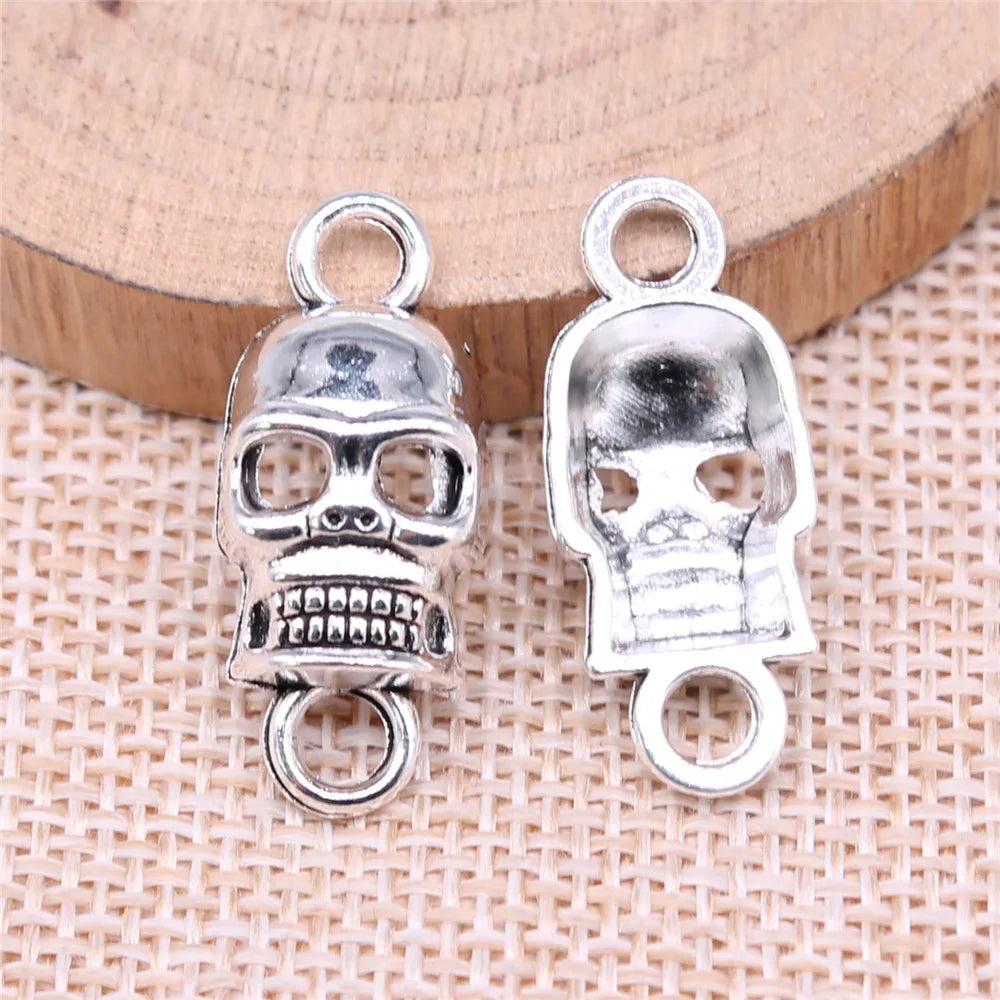 26x11mm 2g Multicolor Zinc Alloy Skull Connector Charm for DIY Jewelry Making