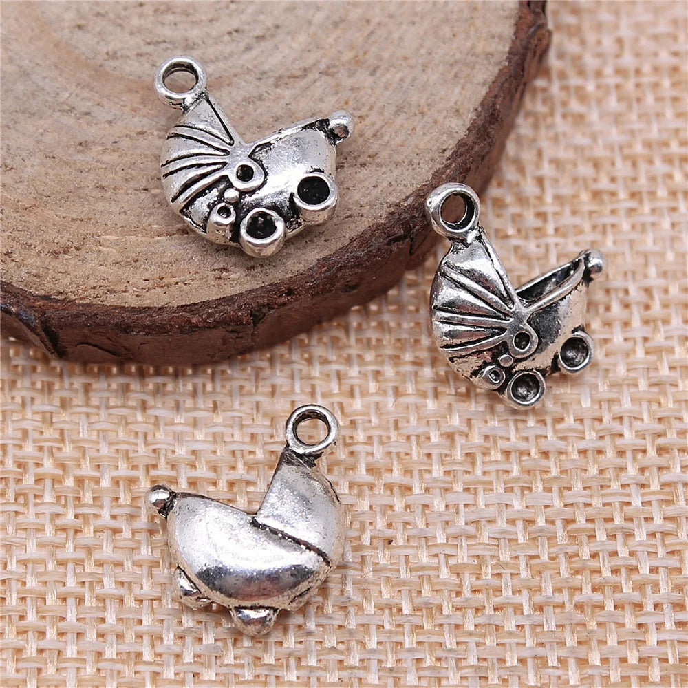16x13mm 1.8g Multicolor Zinc Alloy Baby Stroller Charm Pendant for DIY Necklace Bracelet Making