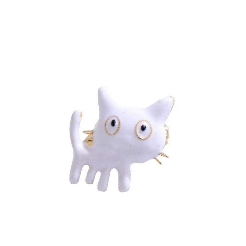 Cute Black Enamel Cartoon Cat Brooch With Gold Tone Alloy Whiskers, Fashion Lapel Pin Corsage Gift