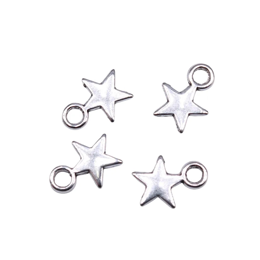 11x8mm 0.28g Multicolor Zinc Alloy Star Charm Pendant for DIY Hair Chain Necklace Bracelet Making