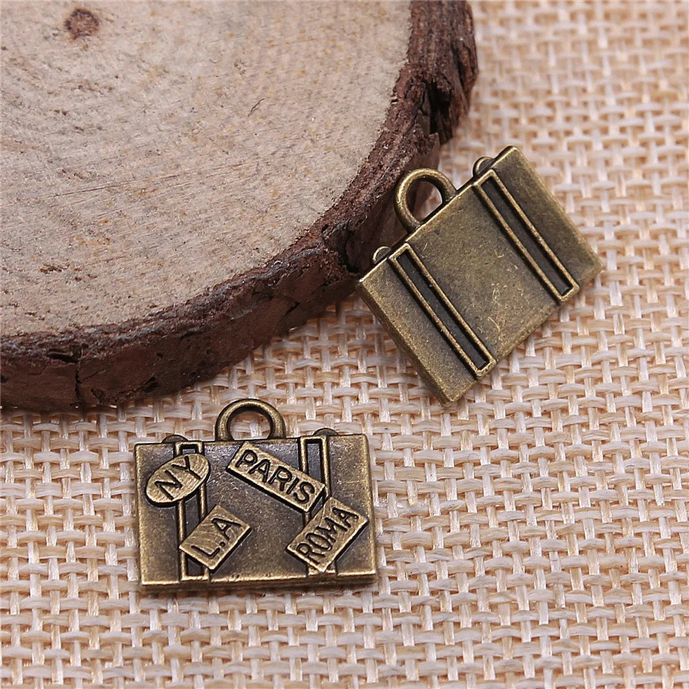 17x15mm 2.6g Multicolor Zinc Alloy Suitcase Charm Pendant for DIY Travel Theme Jewelry Making
