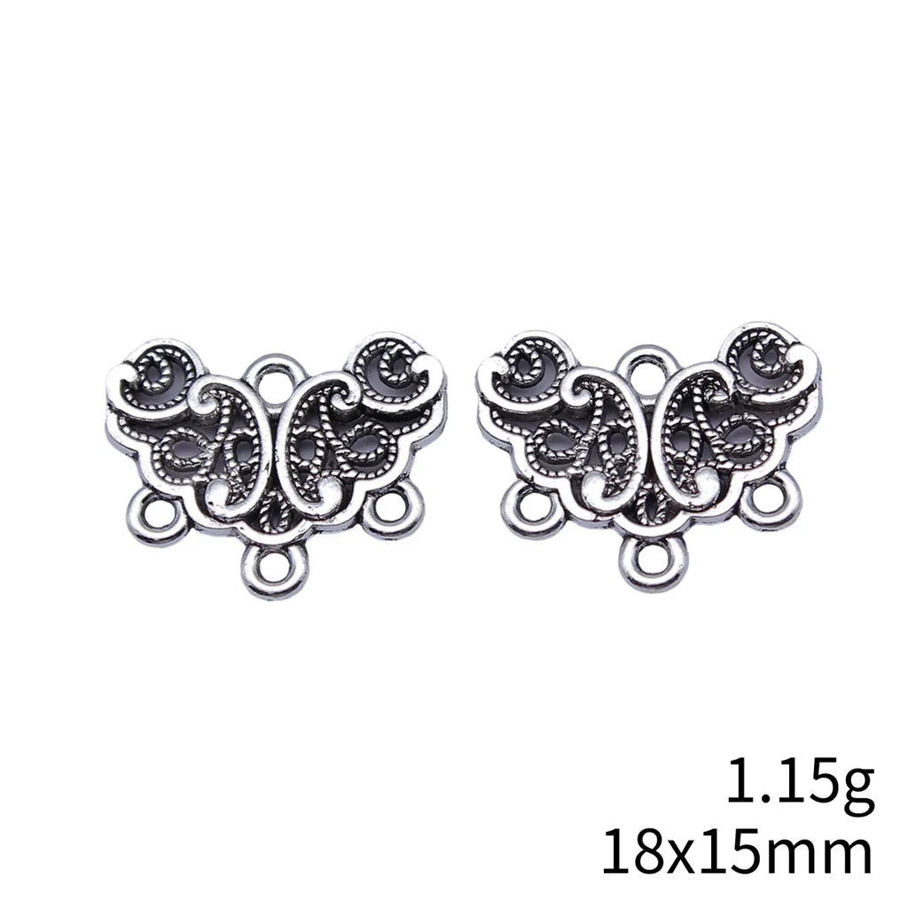 18x15mm 1.15g Antique Silver Zinc Alloy Earring Connector Charm for DIY Earrings and Jewelry Making