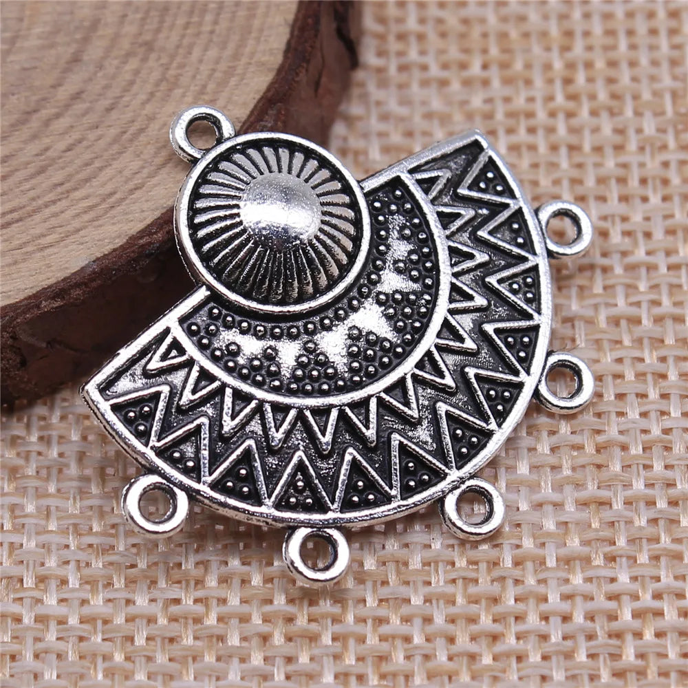30x35mm 4.2g Multicolor Zinc Alloy Openwork Earring Connector Charms for DIY Earring Jewelry Making