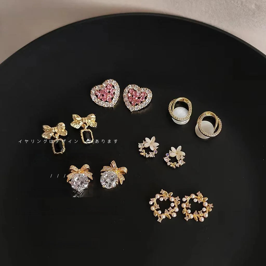 Light Luxury 14K Plated Copper Heart Bow Drop Earrings With Micro Pave Zircon