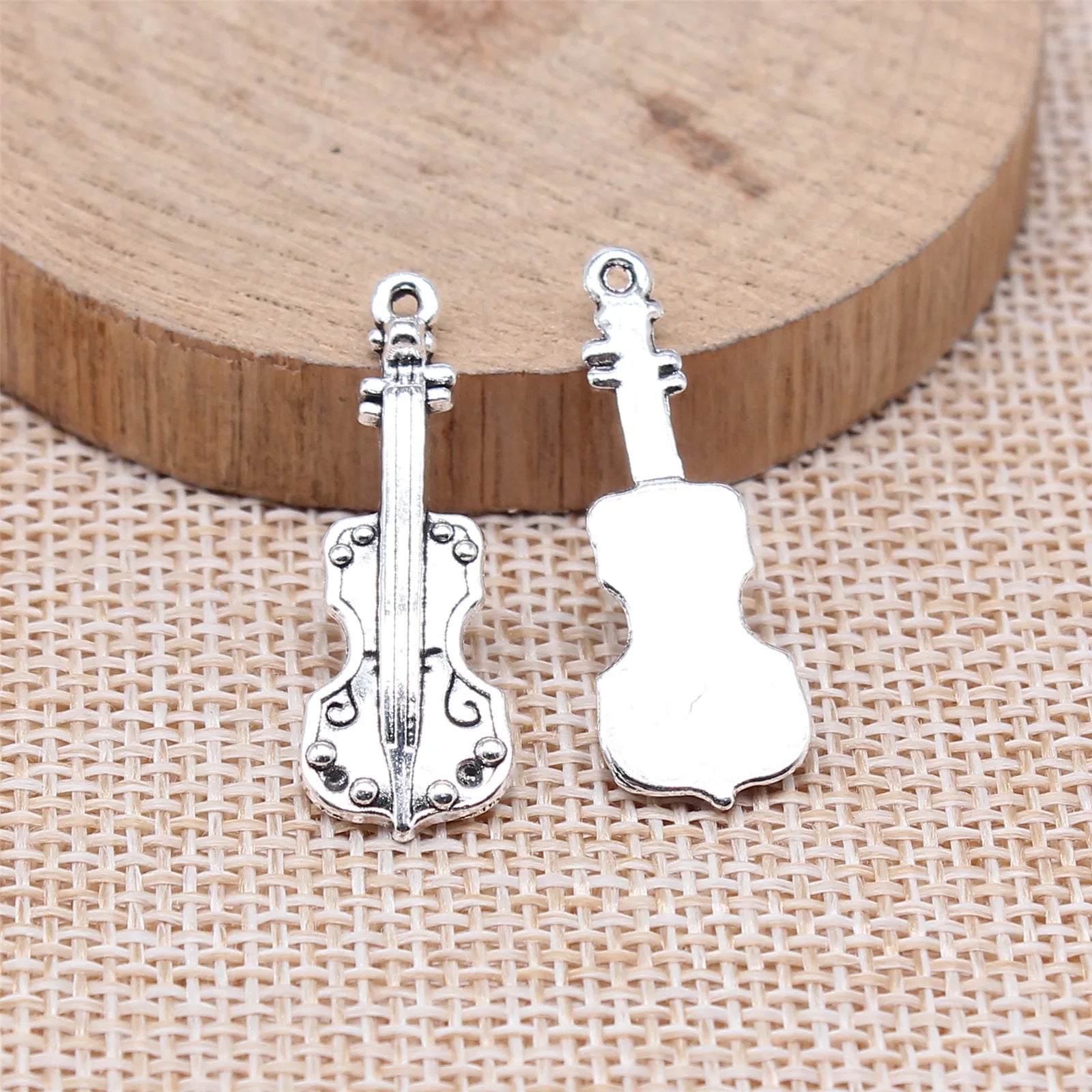 31x11mm 1.7g Antique Silver Zinc Alloy Violin Charm Pendant for DIY Jewelry Making