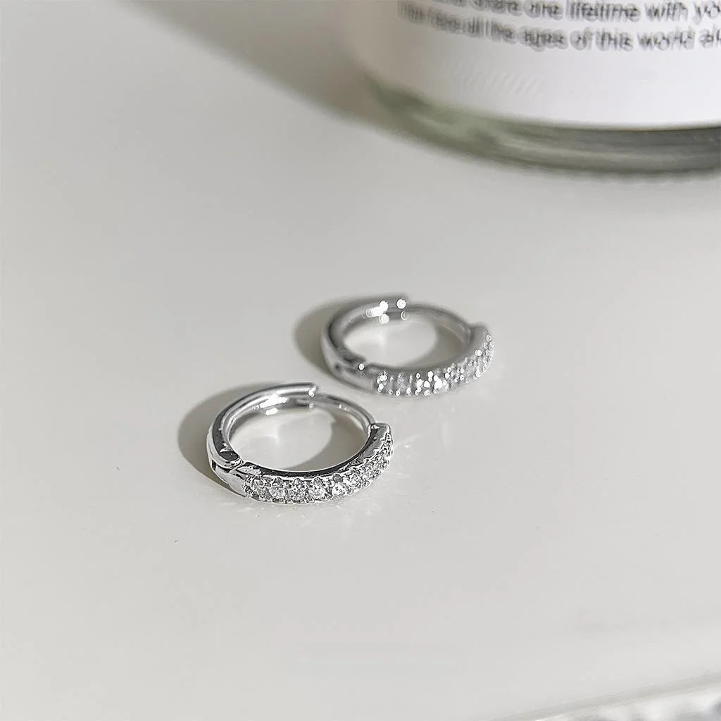 Sweet Cool Micro Pave Zircon Geometric Hoop Earrings Eco-Friendly Copper Minimalist Daily Jewelry