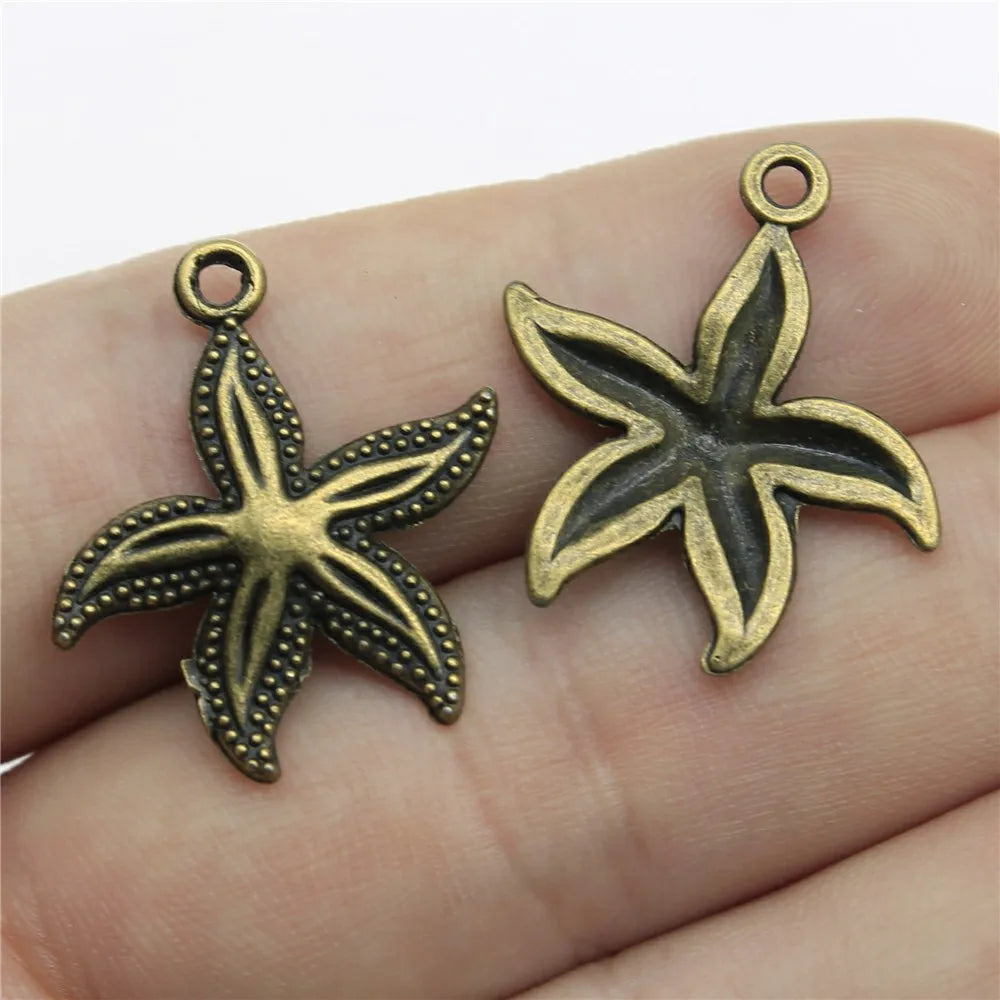 25x23mm 1.3g Multicolor Zinc Alloy Starfish Charm Pendant for DIY Ocean Theme Jewelry Making