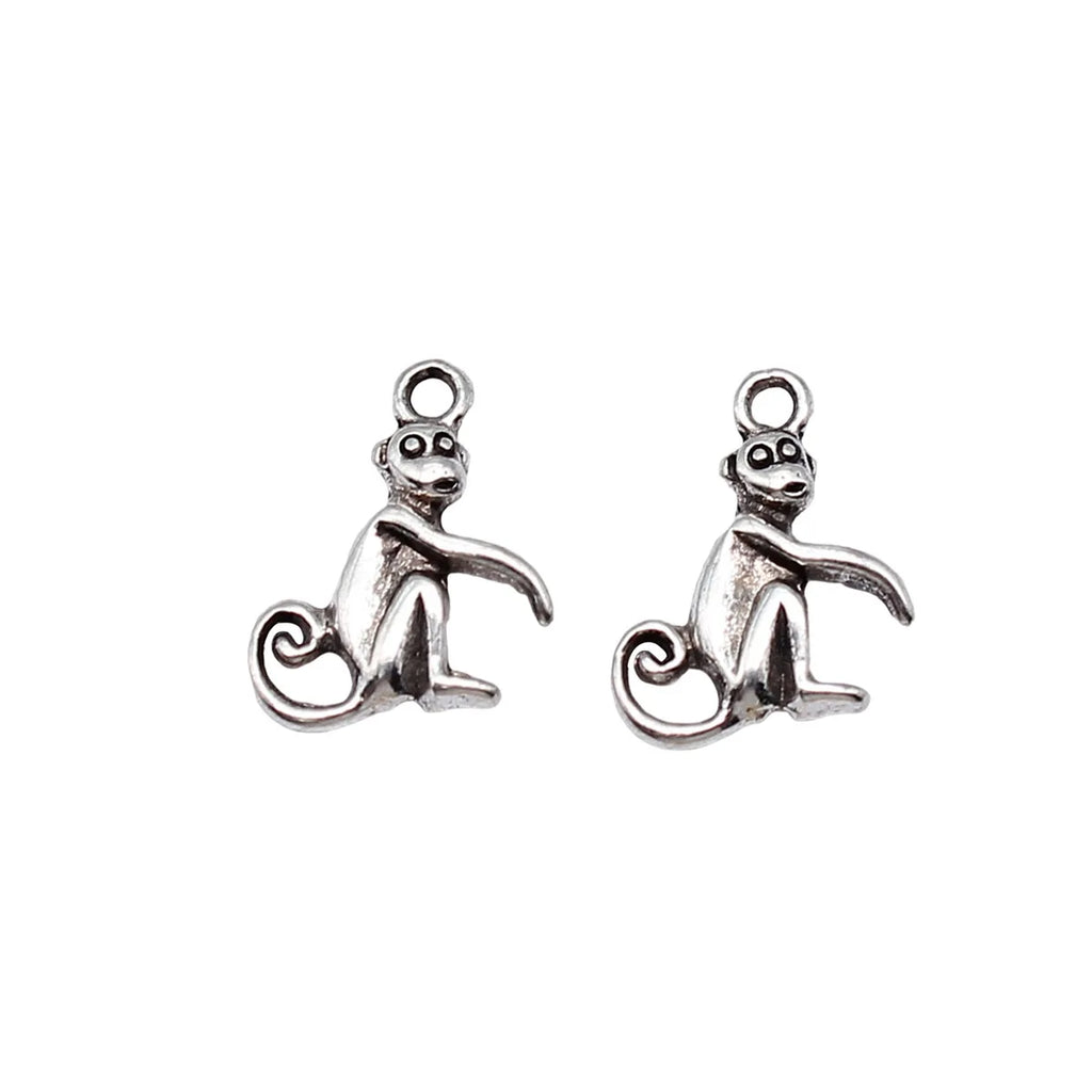 13x17mm 1g Antique Silver Tone Zinc Alloy Monkey Charm Pendant for DIY Necklace Bracelet Making