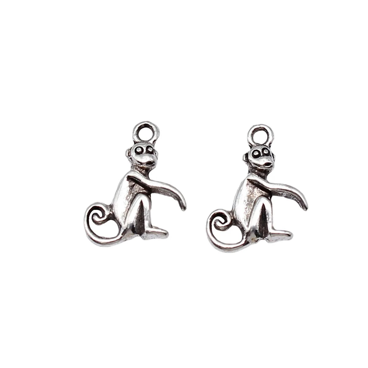 13x17mm 1g Antique Silver Tone Zinc Alloy Monkey Charm Pendant for DIY Necklace Bracelet Making
