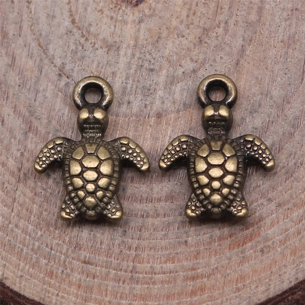 10x13mm 0.6g Multicolor zinc alloy Sea Turtle charm pendant for necklace bracelet DIY jewelry making