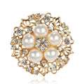 Elegant Floral Alloy Brooch With Faux Pearl And Rhinestone Cluster, Women's Lapel Pin Corsage Gift