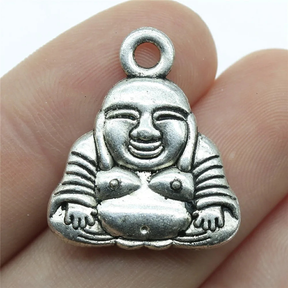 25x22mm 5.1g Antique Silver Zinc Alloy Buddha Charm Pendant for DIY Jewelry Making and Accessories