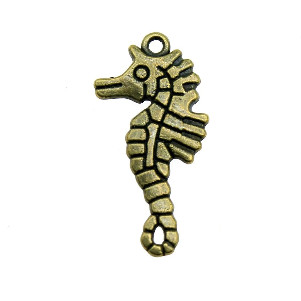 31x16mm 3g Multicolor Zinc Alloy Seahorse Charm Pendant for DIY Ocean Theme Jewelry Making