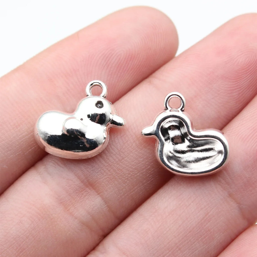 15x14x6mm 2.1g Antique Silver Zinc Alloy Cute Duck Charm Pendant for Necklace Bracelet Making