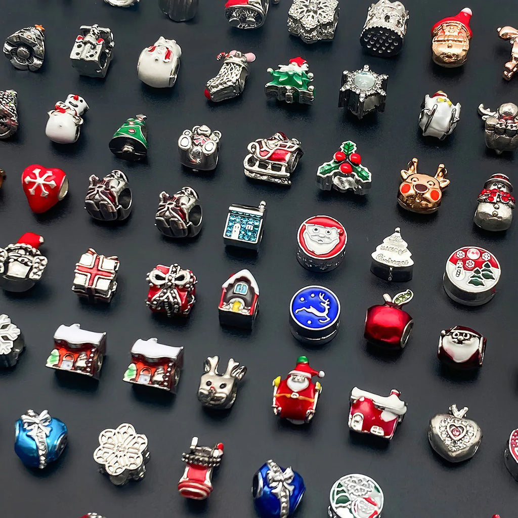 Zinc Alloy Christmas Snowflake Christmas Tree Snowman Stocking Reindeer Large Hole Beads for Bracelets