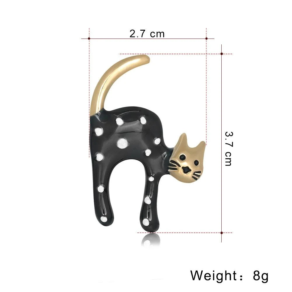 Cute Enamel Spotted Cat Brooch In Alloy, Korean Style Animal Lapel Pin For Women Suit Accessory Gift