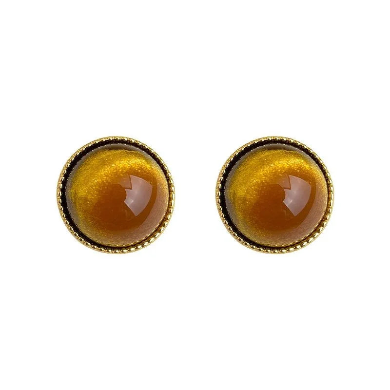 Vintage Alloy Round Geometric Stud Earrings Minimalist Commuter Style Jewelry
