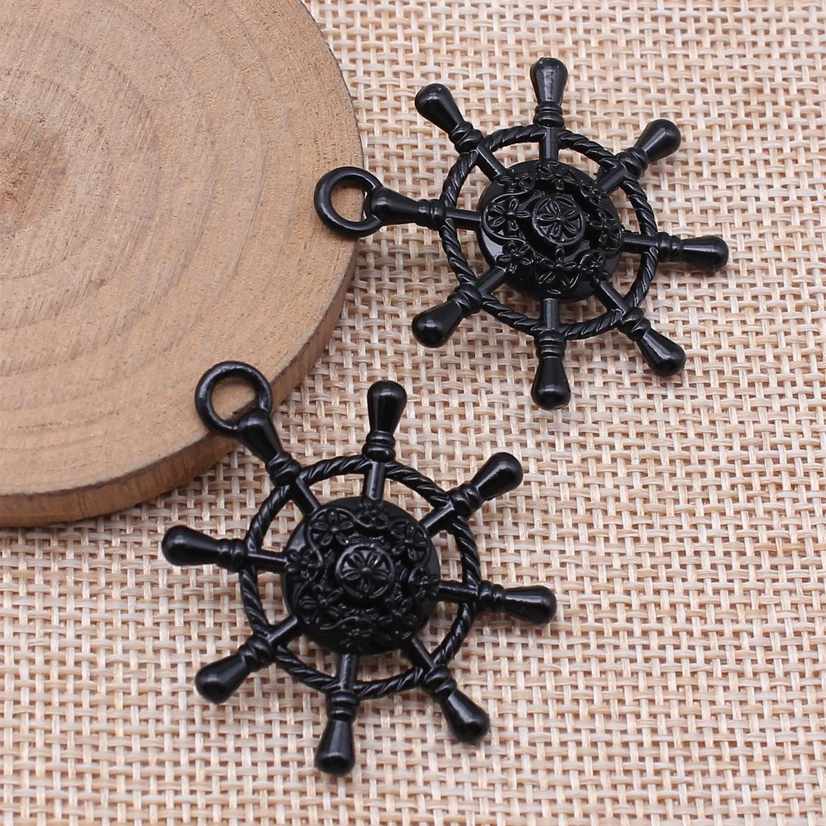 40x35mm 7.1g Multicolor Zinc Alloy Rudder Charm Pendant for DIY Nautical Bracelet Jewelry Making