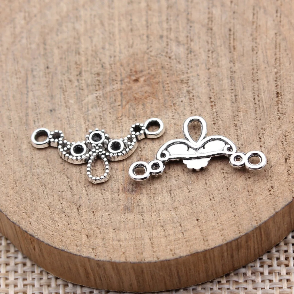 21x11mm 0.58g Antique Silver Zinc Alloy Earring Connector Charm Jewelry Findings for DIY Earrings Making