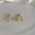 Copper 14K Plated Bow Stud Earrings Minimalist Light Luxury Commuter Jewelry for Women