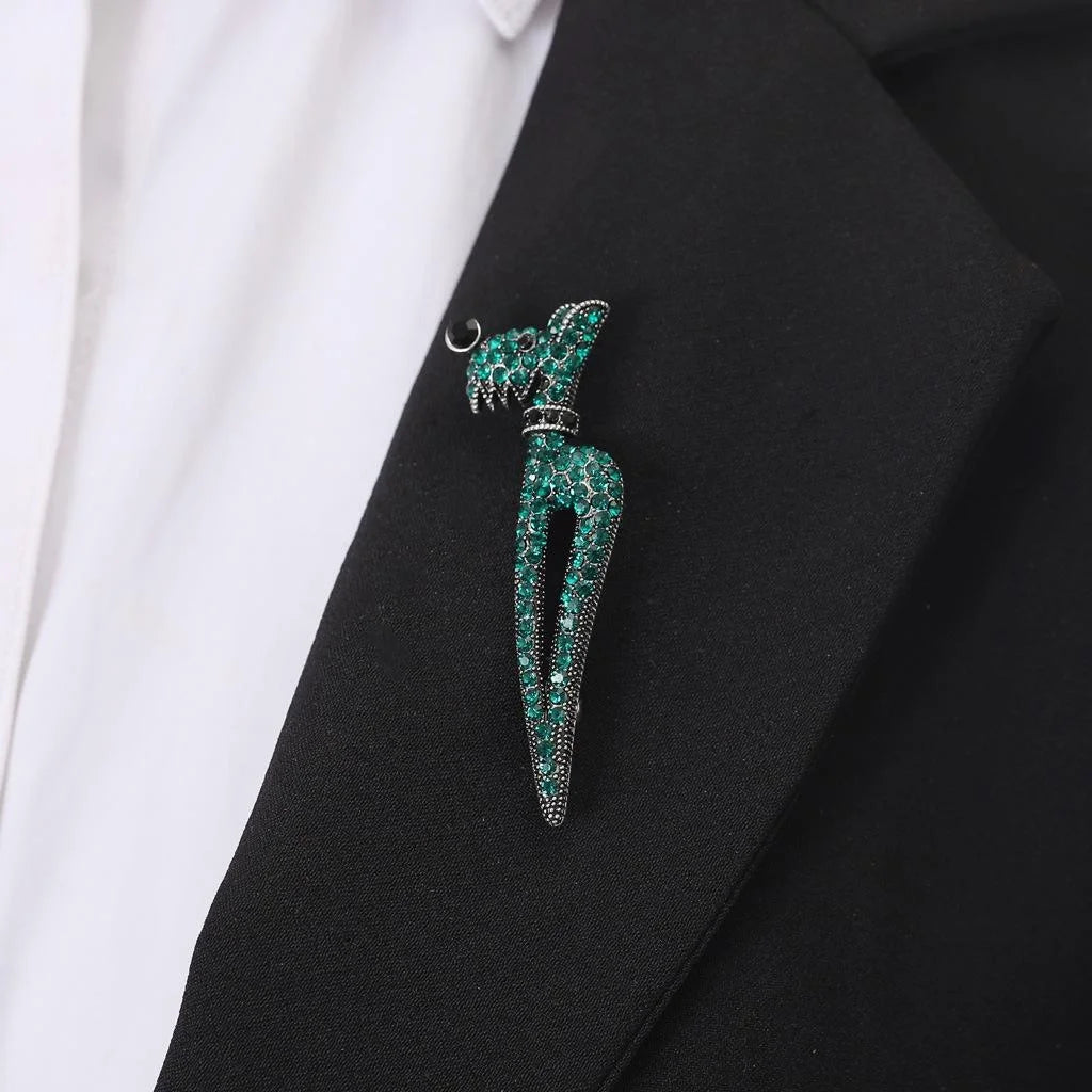 Cute Emerald Rhinestone Cartoon Dog Brooch, Alloy Animal Lapel Pin Corsage For Women's Suit Gift