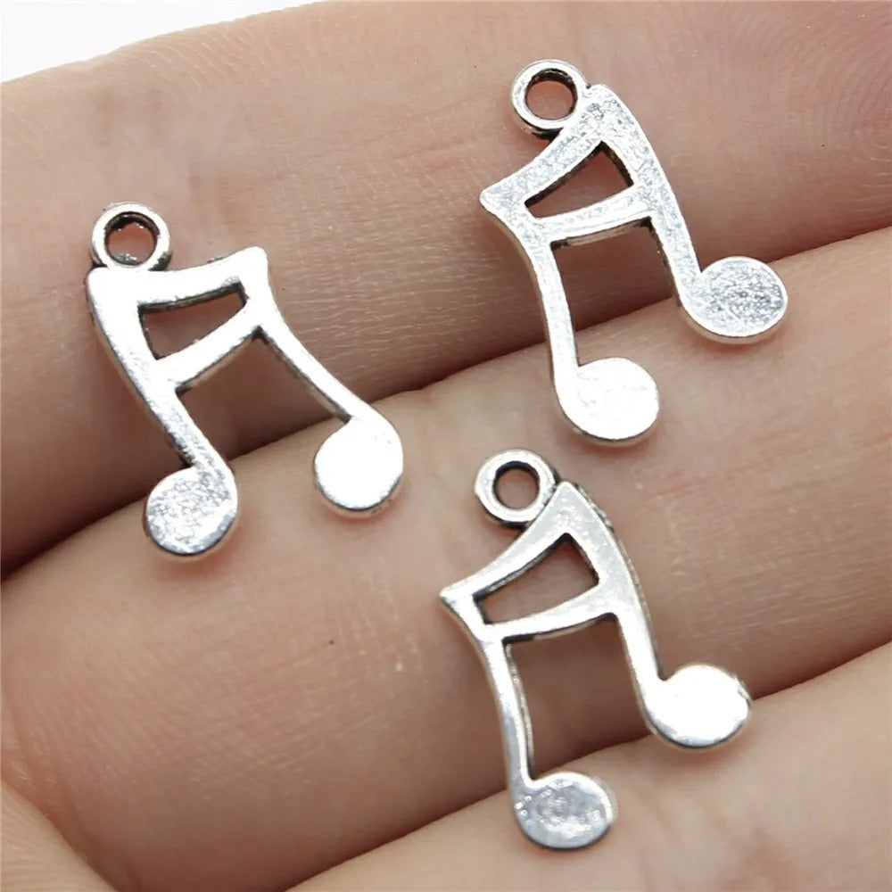 17x11mm 0.61g Multicolor Zinc Alloy Music Note Charm Pendant for Bracelet Necklace DIY Jewelry Making