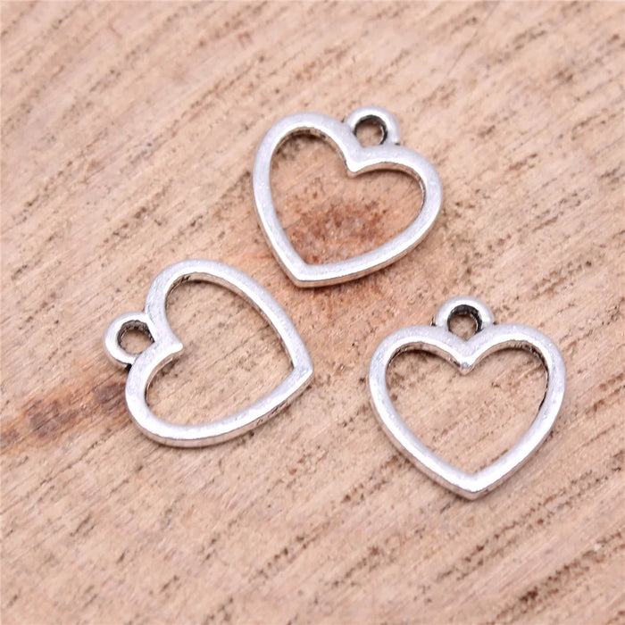 12x11mm 0.31g Multicolor Zinc Alloy Hollow Heart Charm Pendant for DIY Bracelet Necklace Making