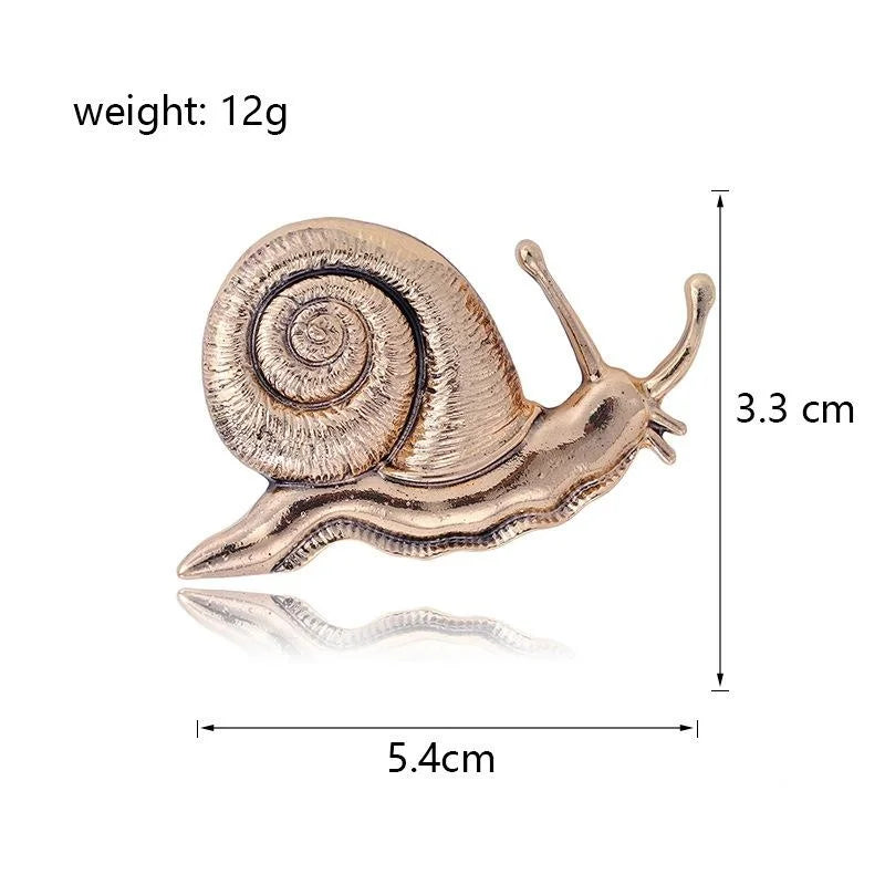 Vintage Gold Tone Alloy Snail Brooch With Spiral Shell, Elegant Animal Lapel Pin Suit Accessory Gift
