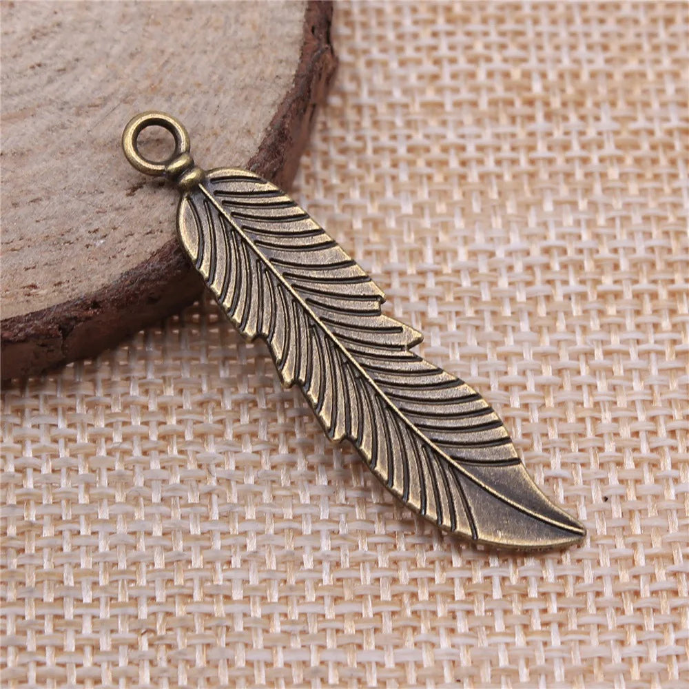 45mm 2.9g Multicolor Zinc Alloy Feather Charm Pendant for DIY Necklace Earring Jewelry Making