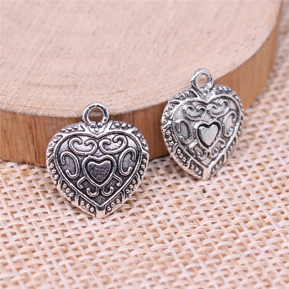 16x14mm 1.7g Multicolor Zinc Alloy Heart Charm Pendant for DIY Necklace Bracelet Jewelry Making