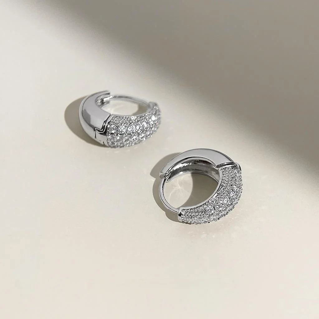 Minimalist Copper Micro Pave Zircon Round Stud Earrings For Women, Geometric Commuter Jewelry