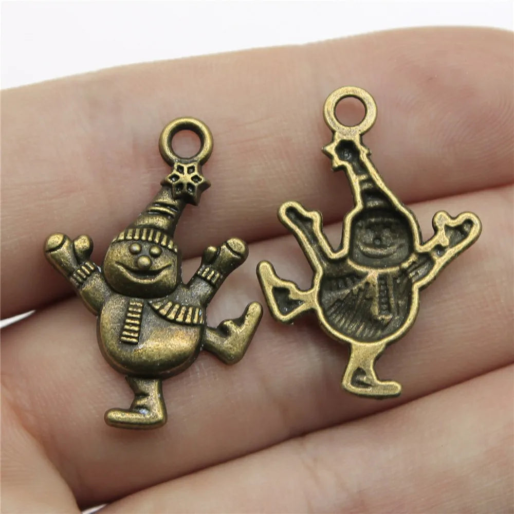 29x20mm 2g Multi-Color Zinc Alloy Snowman Charm Pendant for Christmas Necklace Bracelet Making