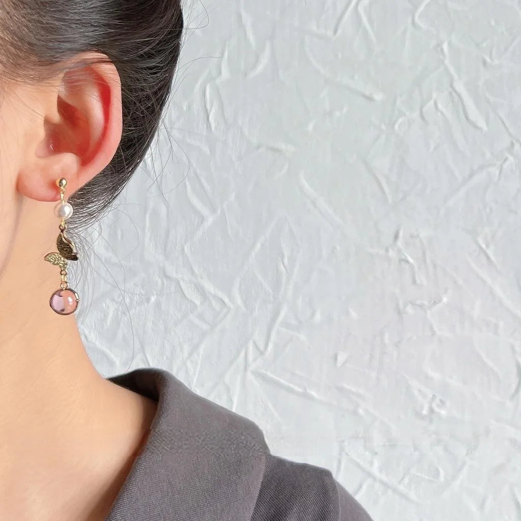 Korean Japanese Style Copper 14K Plated Butterfly Stud Earrings Handmade Minimalist Jewelry