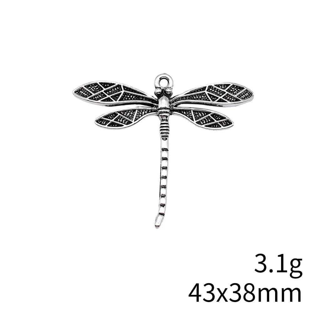 43x38mm 3.1g Antique Silver Zinc Alloy Dragonfly Charm Pendant for DIY Necklace Bracelet Jewelry Making