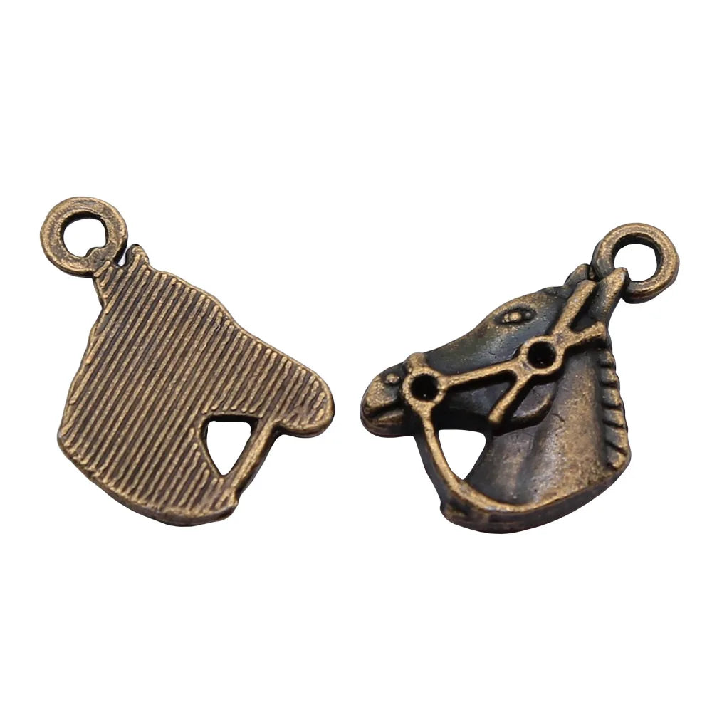 17x13mm 1.1g Multicolor Zinc Alloy Horse Head Charm Pendant for DIY Necklace Bracelet Making
