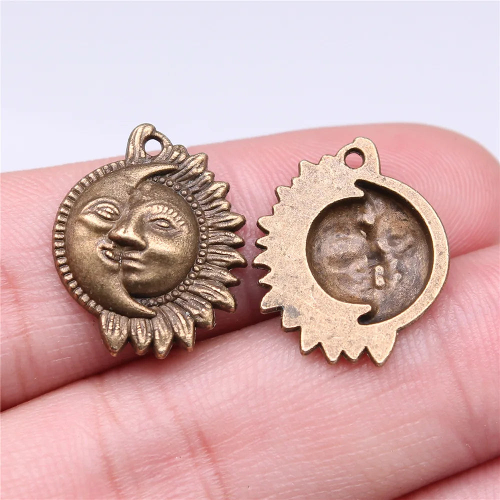 20x16mm 1.44g Multicolor Zinc Alloy Sun Moon Charm Pendant for DIY Necklace Bracelet Jewelry Making