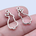 10x22mm 0.8g Antique Silver Zinc Alloy Hollow Rabbit Charm Pendant for DIY Necklace Bracelet Making