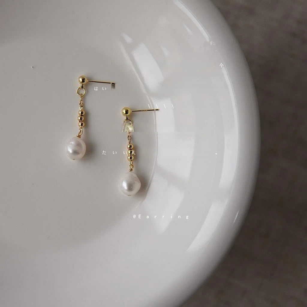 Handmade Baroque Freshwater Pearl Stud Earrings With Silver Plated Pins For Women