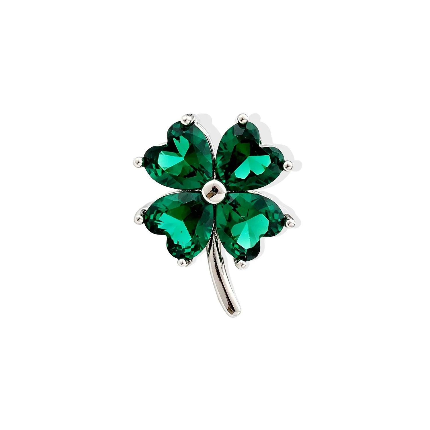 Elegant Floral Four Leaf Clover Brooch With Mother Of Pearl Rhinestone Alloy Lapel Pin Corsage Gift