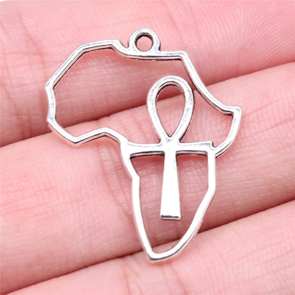 31x26mm 1.39g Antique Silver Zinc Alloy African Ankh Cross Charm Pendant for Jewelry Making