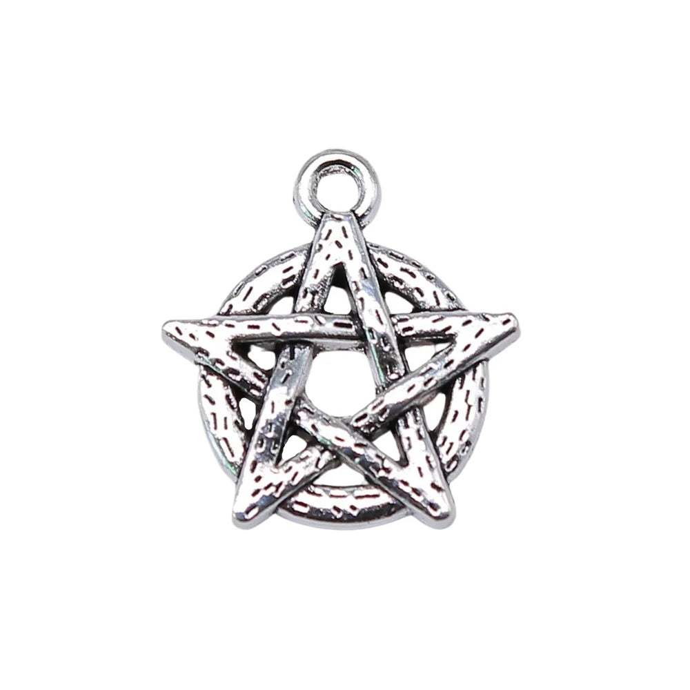 19x18mm 1.5g Antique Silver Zinc Alloy Pitted Five Point Star Charm Pendant for DIY Jewelry Making