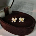 Mini 14K Plated Copper Flower Stud Earrings With Micro Pave Zircon Petal Minimalist Style