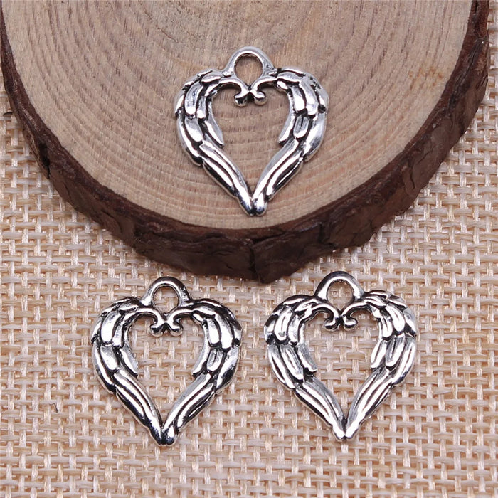 19x17mm 1.2g Multicolor Zinc Alloy Heart Wing charm pendant for necklace bracelet DIY jewelry making