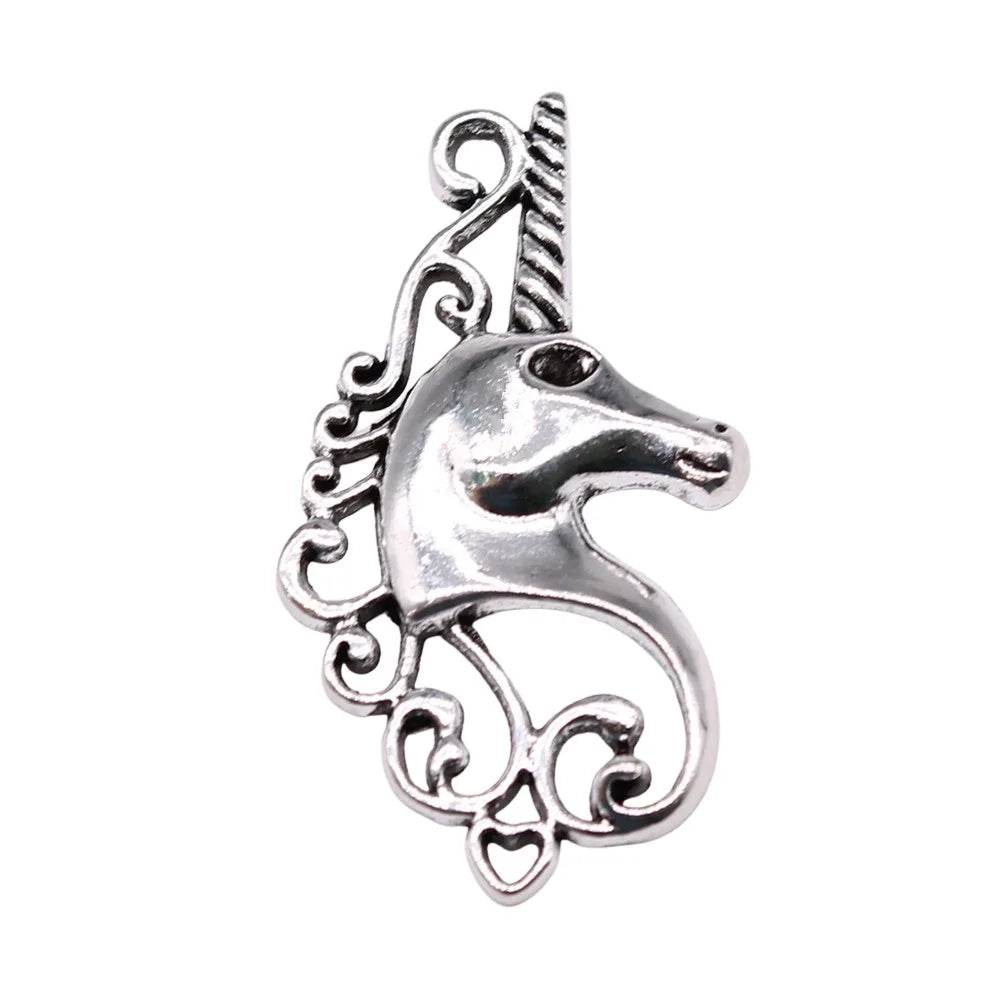 37x21mm 2.73g Antique Silver Zinc Alloy Unicorn Charm Pendant for DIY Necklace Bracelet Jewelry Making