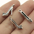 14x13mm 1.2g Antique Silver Zinc Alloy Patterned High Heel Shoe Charm Pendant for DIY Fashion Jewelry