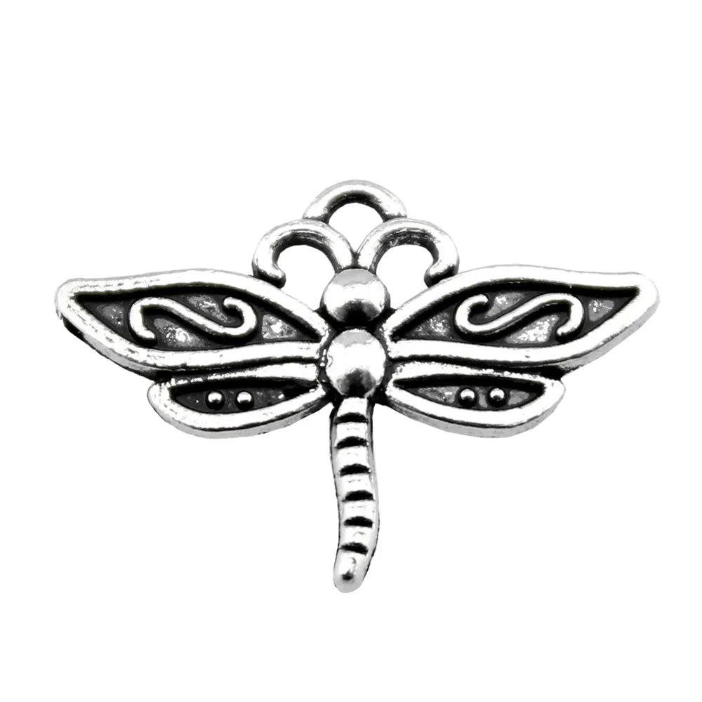 16x22mm 0.9g Antique Silver Zinc Alloy Dragonfly Charm Pendant for DIY Necklace Bracelet Making