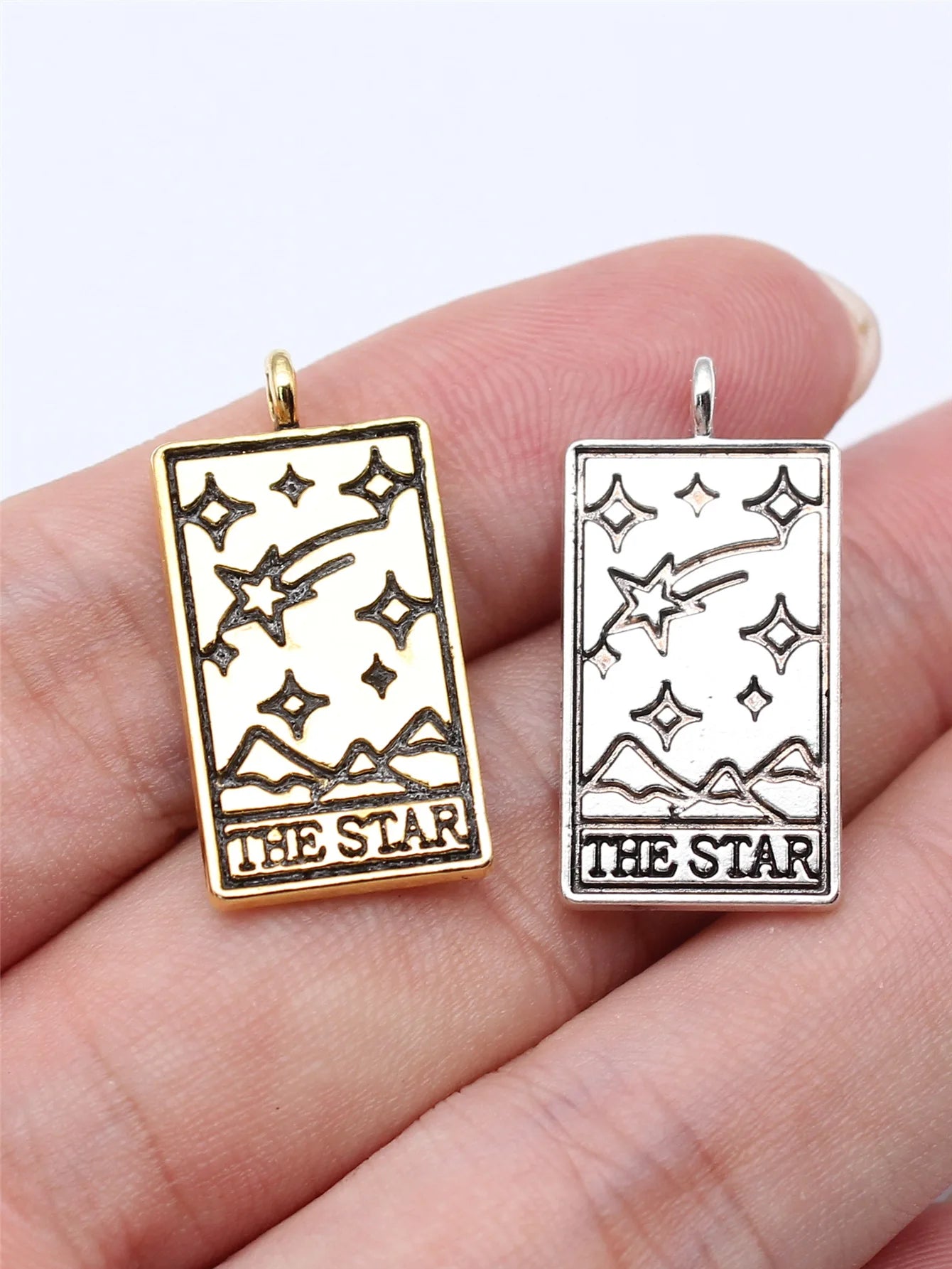 26x13mm 2.8g Zinc Alloy Tarot Card Sun Moon Star World Fortune Charm Pendant for DIY Necklace Jewelry