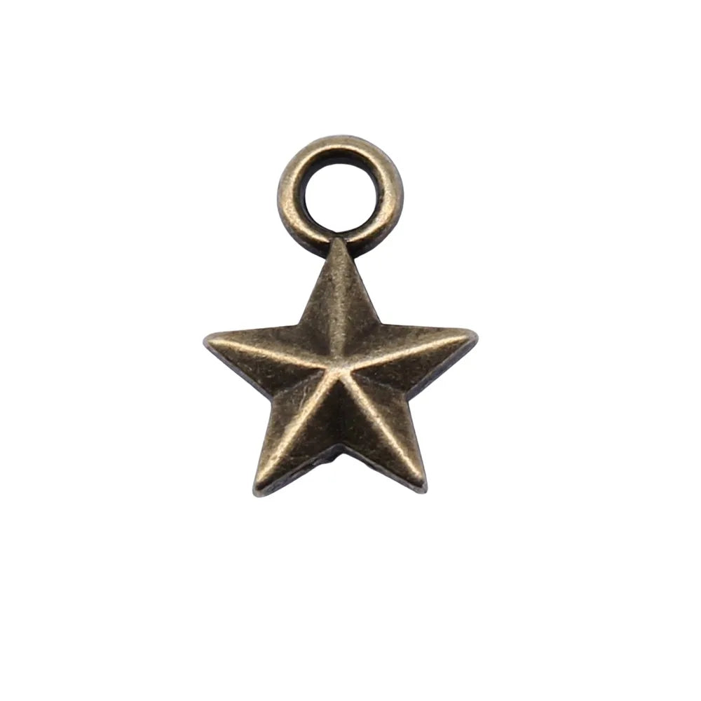 8x11mm 0.4g Multicolor Zinc Alloy Five-Point Star Charm Pendant for DIY Necklace Bracelet Making